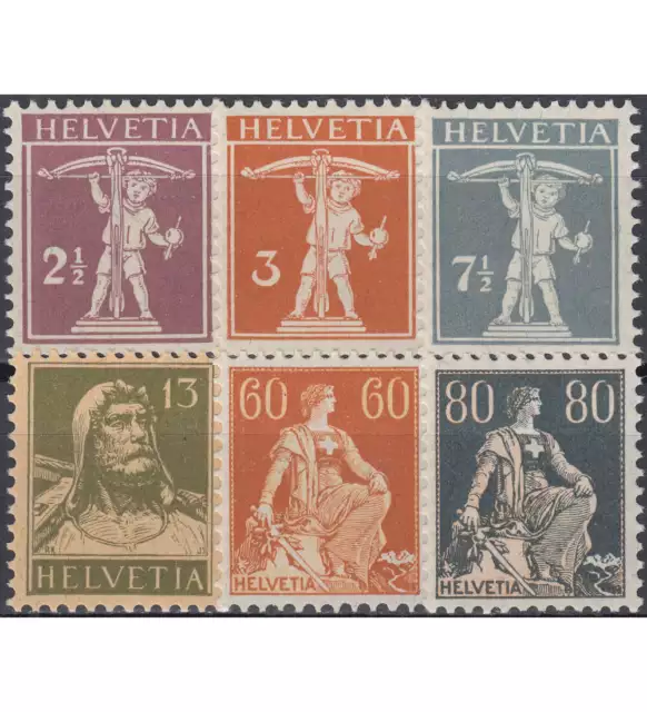 Schweiz Nr. 136-141 postfrisch ** / gestempelt Freimarken 1915/1940