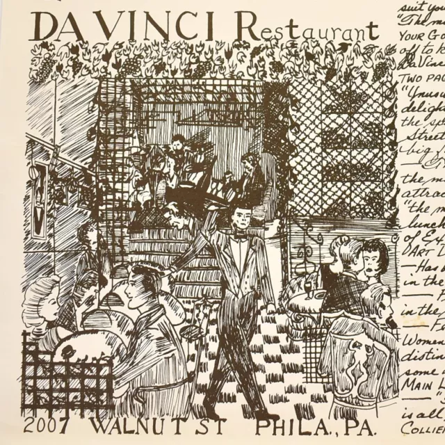 1960s Da Vinci Ristorante Restaurant Placemat 2007 Walnut Street Philadelphia PA