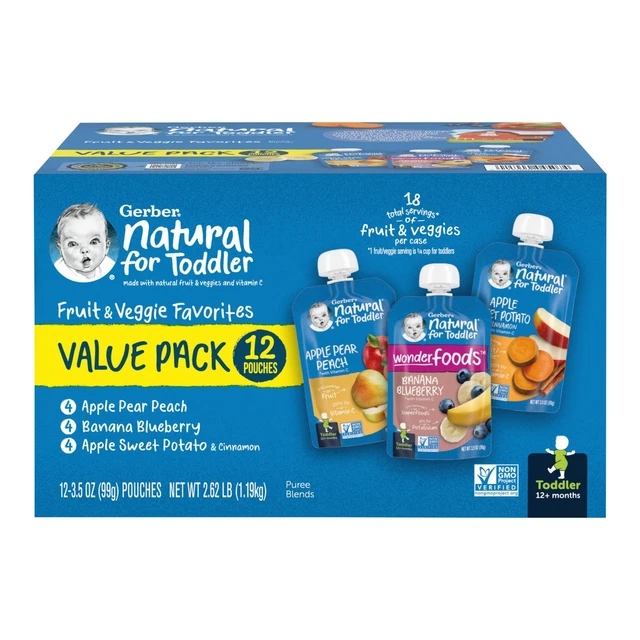 Gerber Graduates Grabbers Fruit & Vegetable Pouches, 12 ct./3.5 oz..
