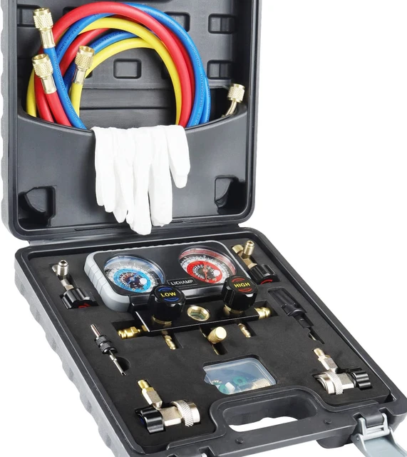 AC Gauges, A/C Manifold Gauge Set for R134A R22 R12 R502, Professional #A302