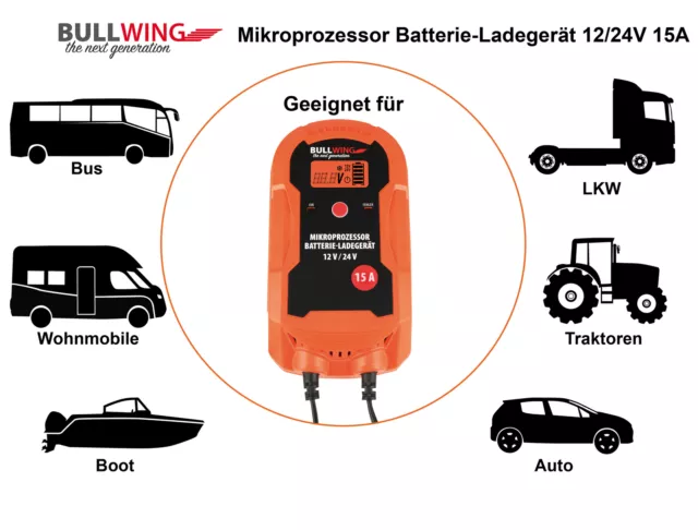 intelligentes Batterieladegerät 24 V/12V -15A -300Ah vollautomatisches Ladegerät 2