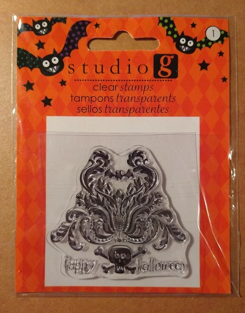 HAPPY HALLOWEEN - Studio G - Cling Stamp - Skull with Vines