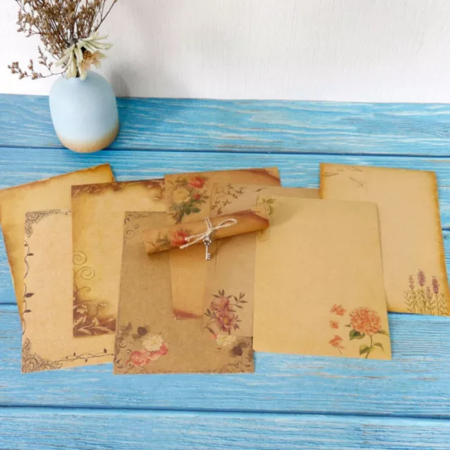 8 Pieces Antique Colored Printed Mail Paper Kraft Writing Stationery Papers