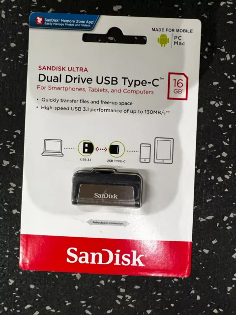 SanDisk 16GB Ultra Dual Drive USB Type-C, USB 3.1 Flash Drive - SDDDC2-016G-A46