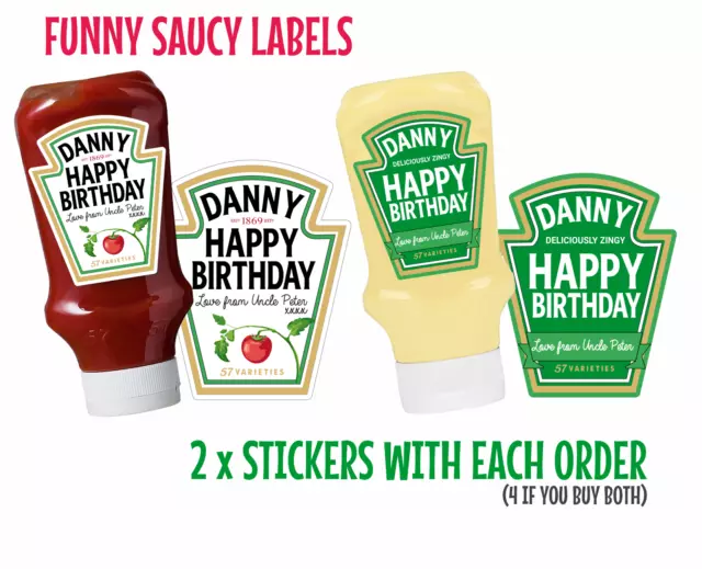 Personalised Salad Cream Ketchup Birthday Bottle Labels Christmas  Funny Gift