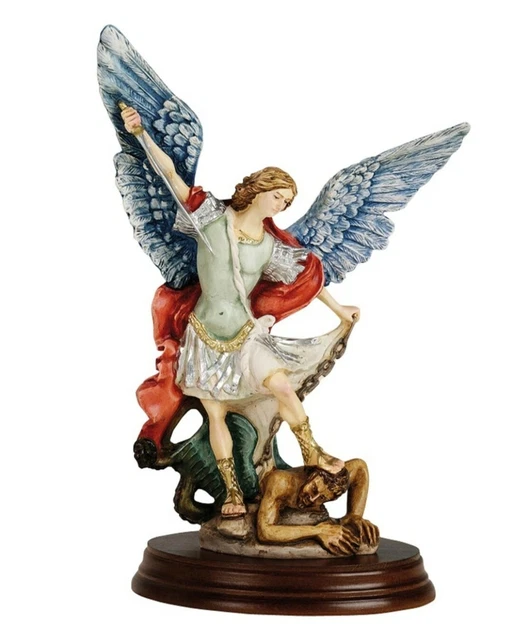 Statua San Michele Arcangelo In Marmo Resina - Altezza 22 Cm, Prodotto In Italia, Per Collezione O Devozione