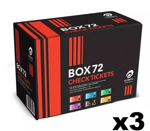 3 x 72 Olympic Raffle Tickets Check Books Door Prize 1-100 - 6 Colours Box 216 2