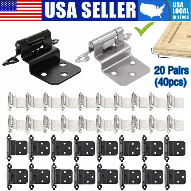 20 Pairs 3/8" Self Closing Kitchen Door Cabinet Hinges Offset Inset Face Mount