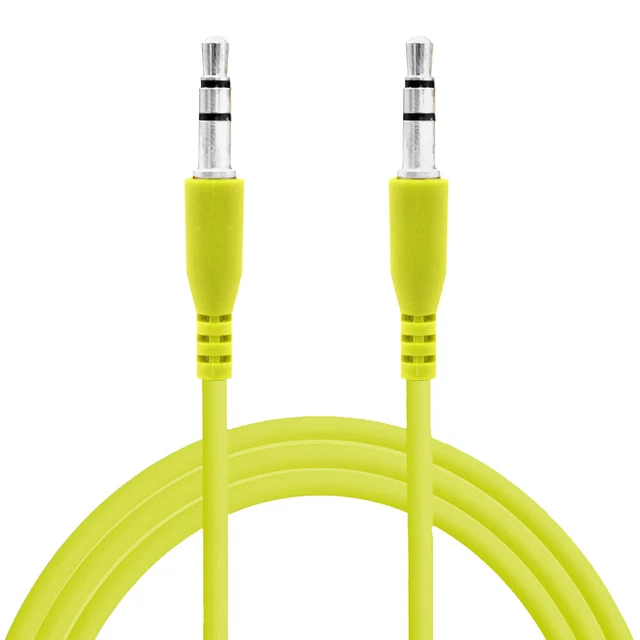 3.5mm Stereo Green Color Male to Male Jack Port Extension Audio Aux Cable
