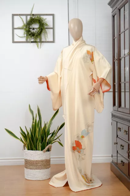 Dear Vanilla Japanese Silk Kimono Women's Robe Gown Authentic Japan Made Vintage