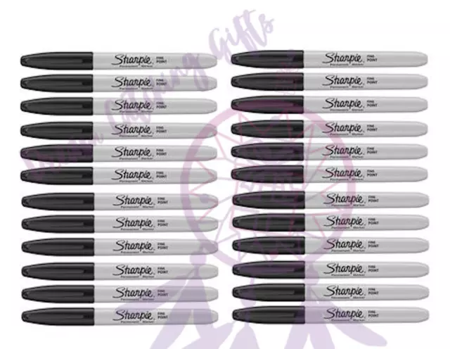 NEW Sharpie Permanent Markers 24 Black Sharpies Sharpie Marker Fine Tip Pen Set!