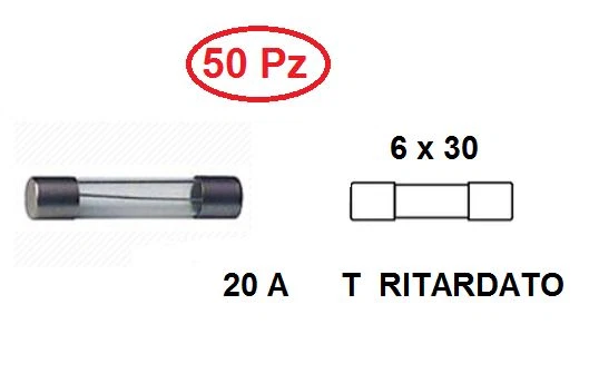 Cs 4891/50 Fusibile 6 X 30 Vetro 20 A T Ritardato Conf. 50 Pz