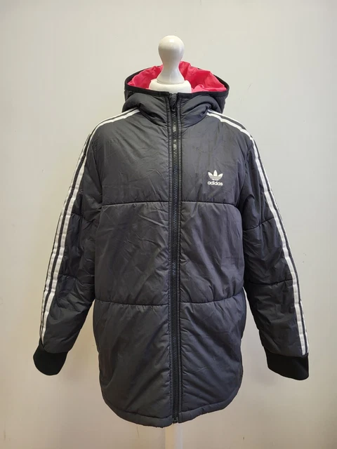 C471 Girls Adidas Black Padded Hooded Puffer Jacket Coat Uk 11-12 Years