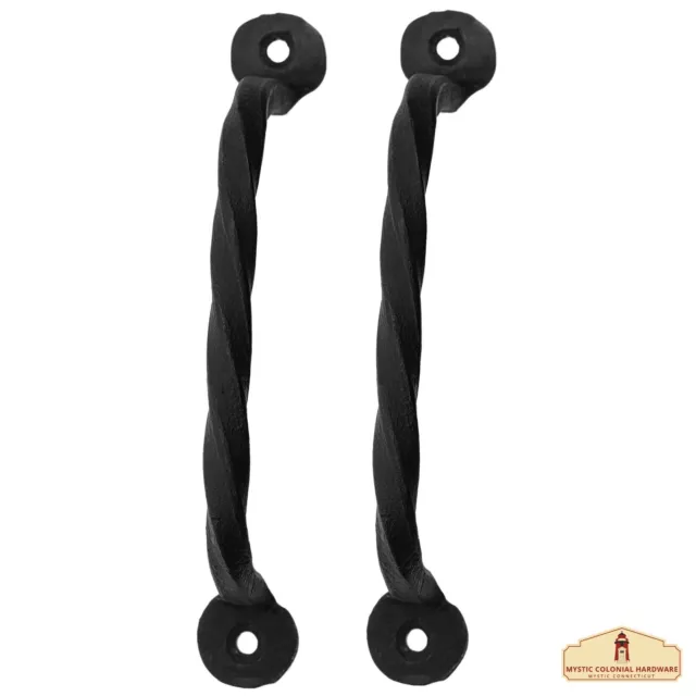 Door Handle Cast Iron Cabinet Barn Gate Twisted Hardware Decor Accessory Pair