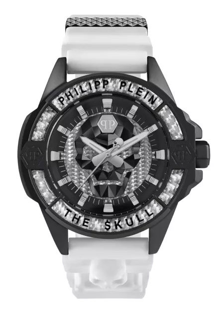 Philipp Plein White Mens Analogue Watch The $kull Carbon Fiber PWAAA1822