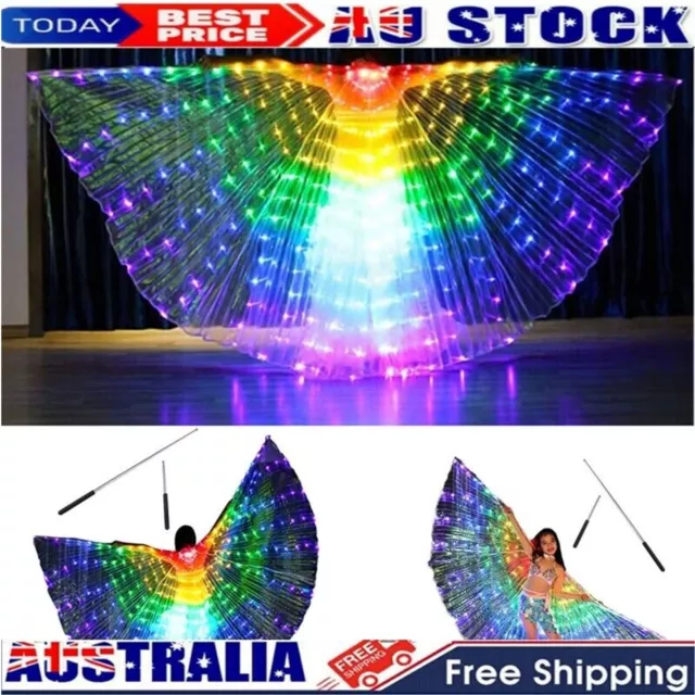 LED Wings Glow Light Up Butterfly Colorful Belly Dance Costumes For Adult Kids