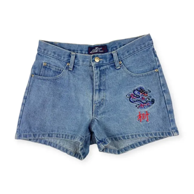 Lazer Jeans Women's Vintage 90s Embroidered Dragon Jean Shorts 7