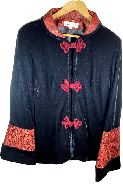 Ke Ming Jacket Asian Style Blazer Women Size XL lined Black