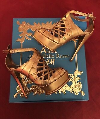 Schuhe Sandaletten High Heel Sandaletten Anna dello Russo for H&M Sandalette Plateu Gold 38 Luxus 