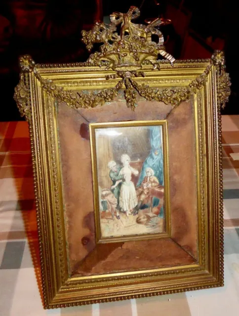 19th SUPERB BEAUTIFUL FRENCH ART NOUVEAU DORE BRONZE PAINTING PICTURE FRAME