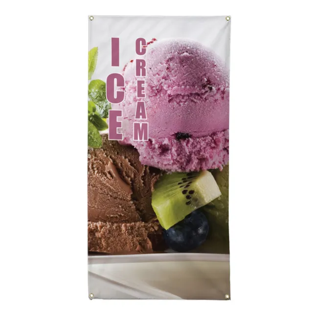 Vertical Vinyl Banner Multiple Sizes Ice Cream Food and Drink Retail Outdoor