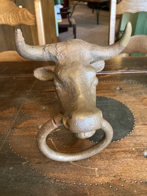 19th Century Cast Iron Hitching Post Bull
