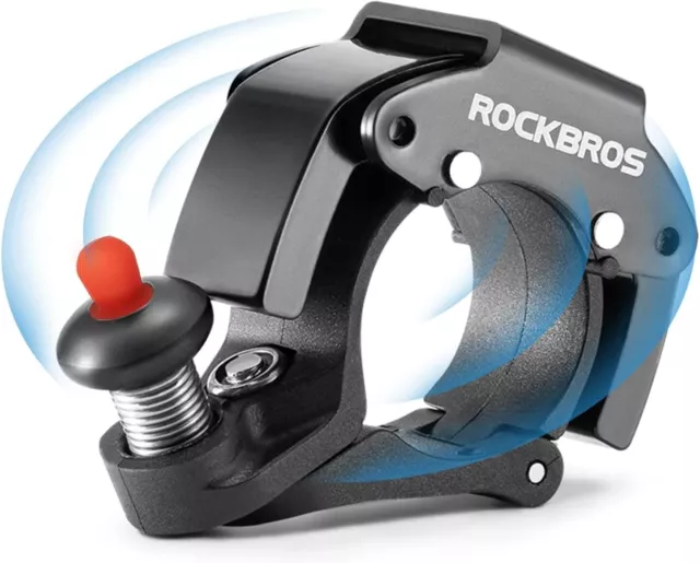 ROCKBROS Mini Sonnette à Vélo Sonore 90-100dB 22,2mm/0,87’’ Étanche Pliable VTT.