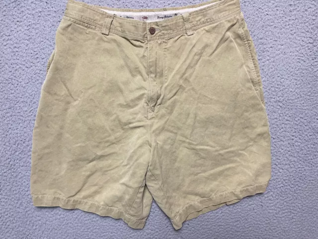 Tommy Bahama Men's Chino Shorts Size 36 Beige 100% Silk Flat Front Hawaiian