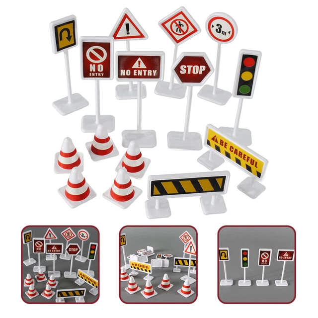 Lot De 14 Mini Panneaux De Signalisation Et Cônes - Jouets éducatifs Pour Enfants, Apprentissage Du Code De La Route