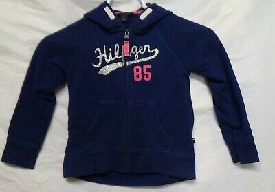 Tommy Hilfiger Girls Sweatshirt Hoodie Blue with Silver Hilfiger & Pink 85 Small