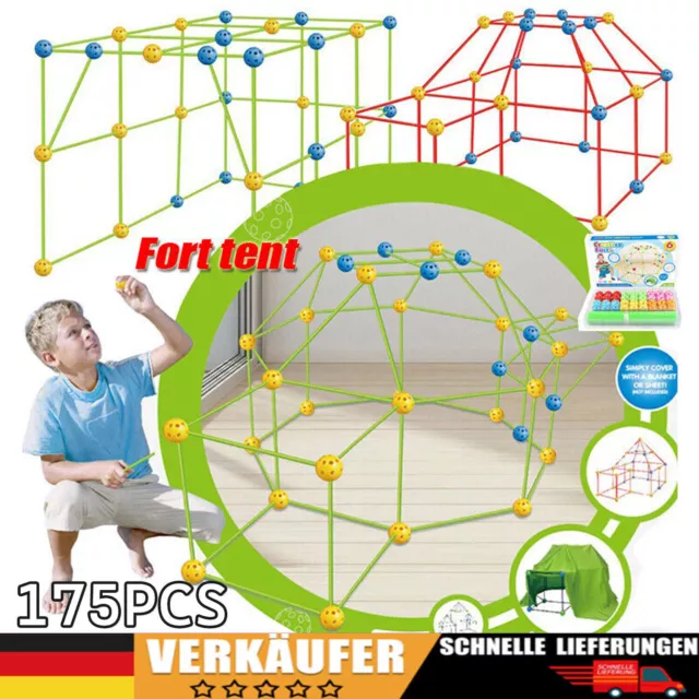 175 Teiliges DIY Bauen Kinder Zelt Höhle Set Geschenk Bausteine Spielzeug Party