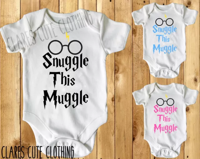 SNUGGLE THIS MUGGLE with glasses HARRY POTTER BABY VEST/ GROW /BODYSUIT