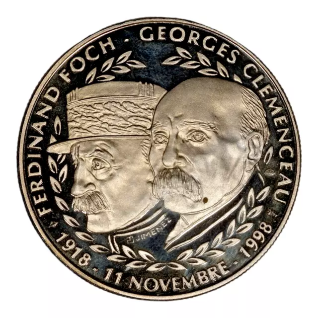 Francia Medalla 1998 Ferdinand Foch Y Georges Clemenceau Proof