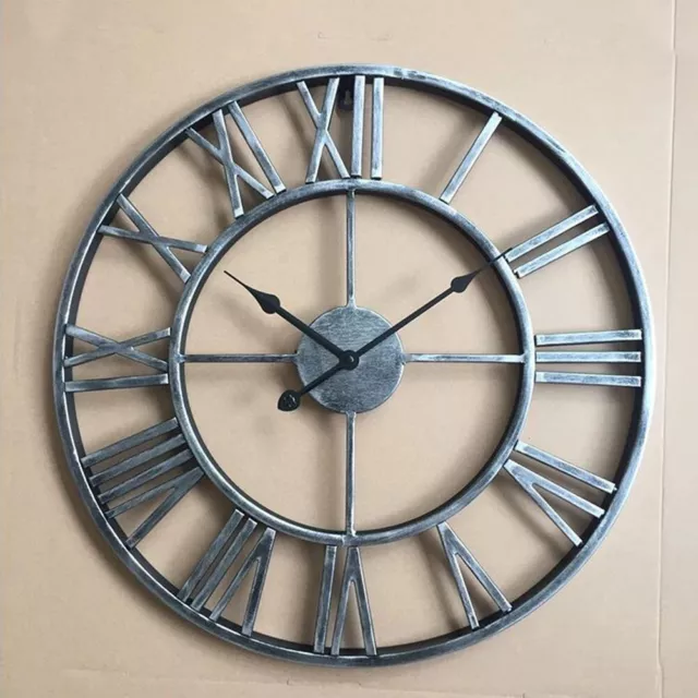 Reloj de pared moderno de hierro forjado movimiento silencioso decoración creativa de sala de estar 2