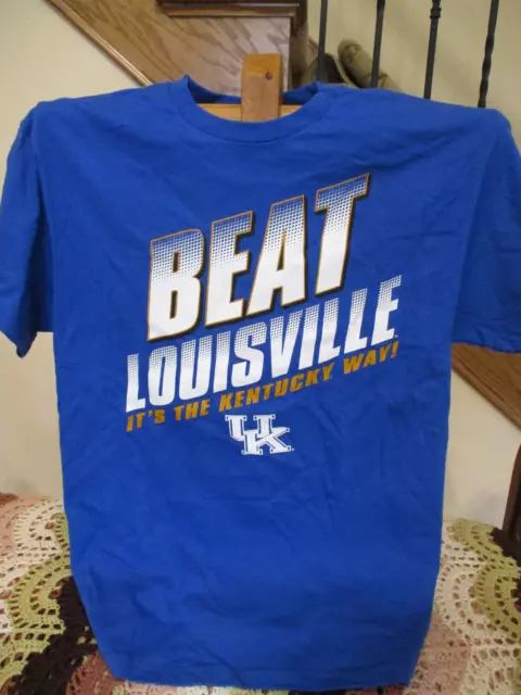 Kentucky Wildcats Beat Louisville Cardinals T-Shirt  Blue Size L NOS *