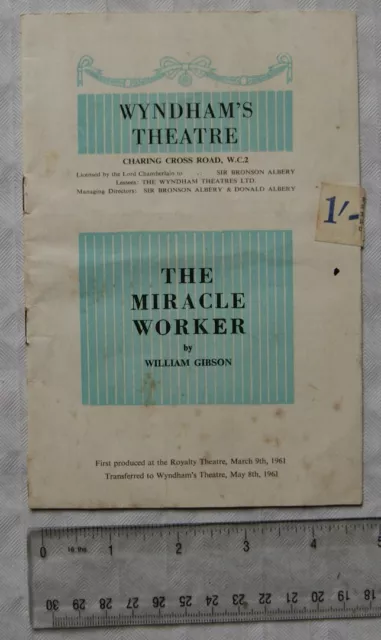 1961 programme The Miracle Worker by William Gibson, Wyndham's Theatre