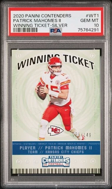 2020 Panini Contenders Winning Ticket WT1 Patrick Mahomes II Silver /149 PSA 10