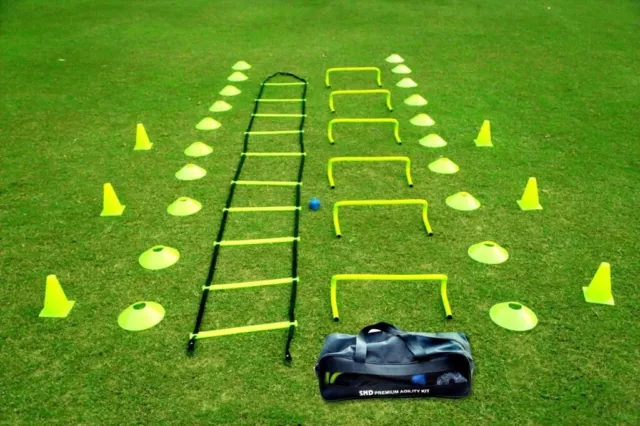 Agility kit speed reaction  Cones Ladder Football Training eqpt Yellow Nd  bag