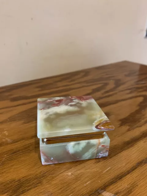 vintage Mid Century Italian green Onyx Marble Box trinket - collectable- gift-