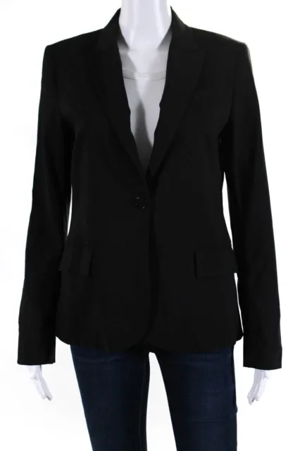 Theory Womens Striped One Button Long Sleeved Blazer Suit Jacket Black Size 6