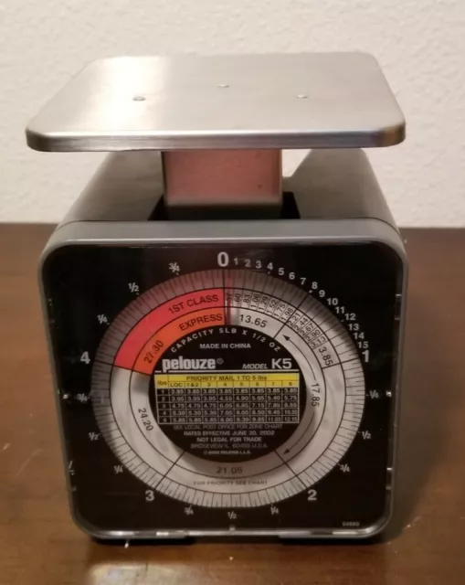 Pelouze Postage Scale Model K5 5 Pound Capacity 2002 USPS Rates Pelstar