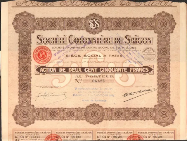 Société COTONNIÈRE de SAÏGON (INDOCHINE) (I)