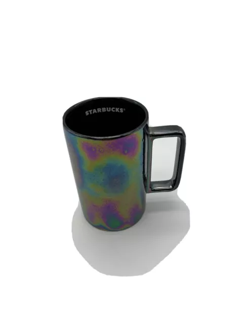 Starbucks 2021 Black Purple Oil Slick Iridescent Ceramic Coffee Tea Mug Cup