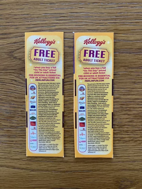 X2 Kellogg’s Free Adult Tickets for Merlin Attractions + Codes - Expiry 30/6/24