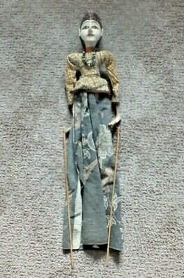 Vintage Original Handmade Bali Golek Wayang Indonesia Asian Dancing Stick Puppet