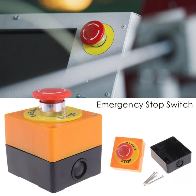 PLASTIC SHELL MUSHROOM Emergency Stop Switch DPST Push Button Switch ...