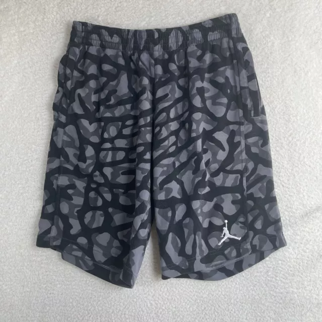 Nike Air Jordan Shorts Mens Large Camo Fleece Gray Black 776462-021 Gym Workout