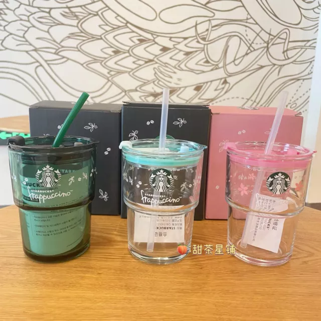 Starbucks pequeña taza verde pajita vaso taza de café vaso rosa sakura