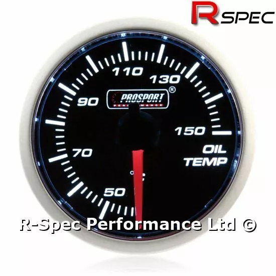 Prosport 52mm Smoked Super White Stepper Motor Oil Temp Temperature Gauge °C