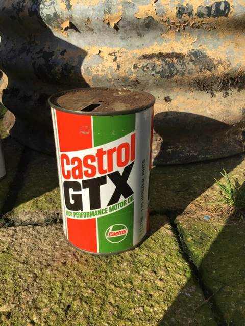 VINTAGE CASTROL GTX High Performance Motor Oil Can Tin Petrol Oil £17. ...